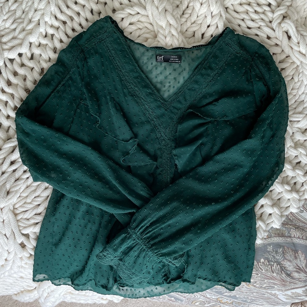 Zara Green Dotted Blouse